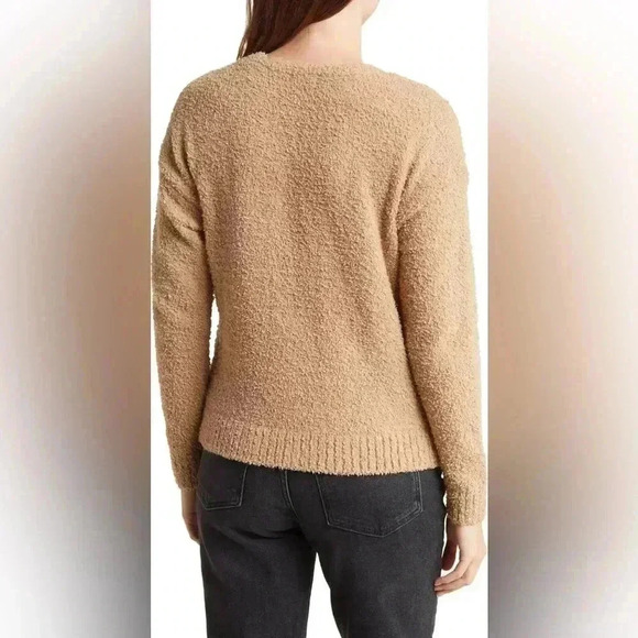 Olivia Sky Teddy Yarn Button-Up Cardigan, Tan, Size Medium - Picture 2 of 3